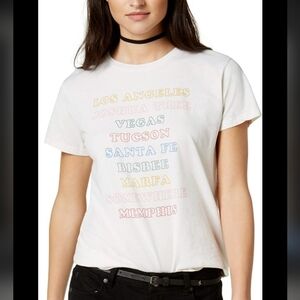 Ban.do Cities White Graphic Tee with Colorful Text XL